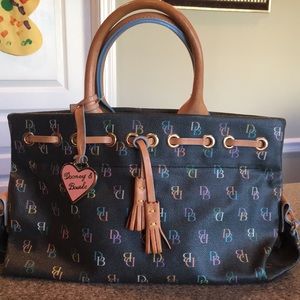 Dooney and Bourke black canvas w multi color DB